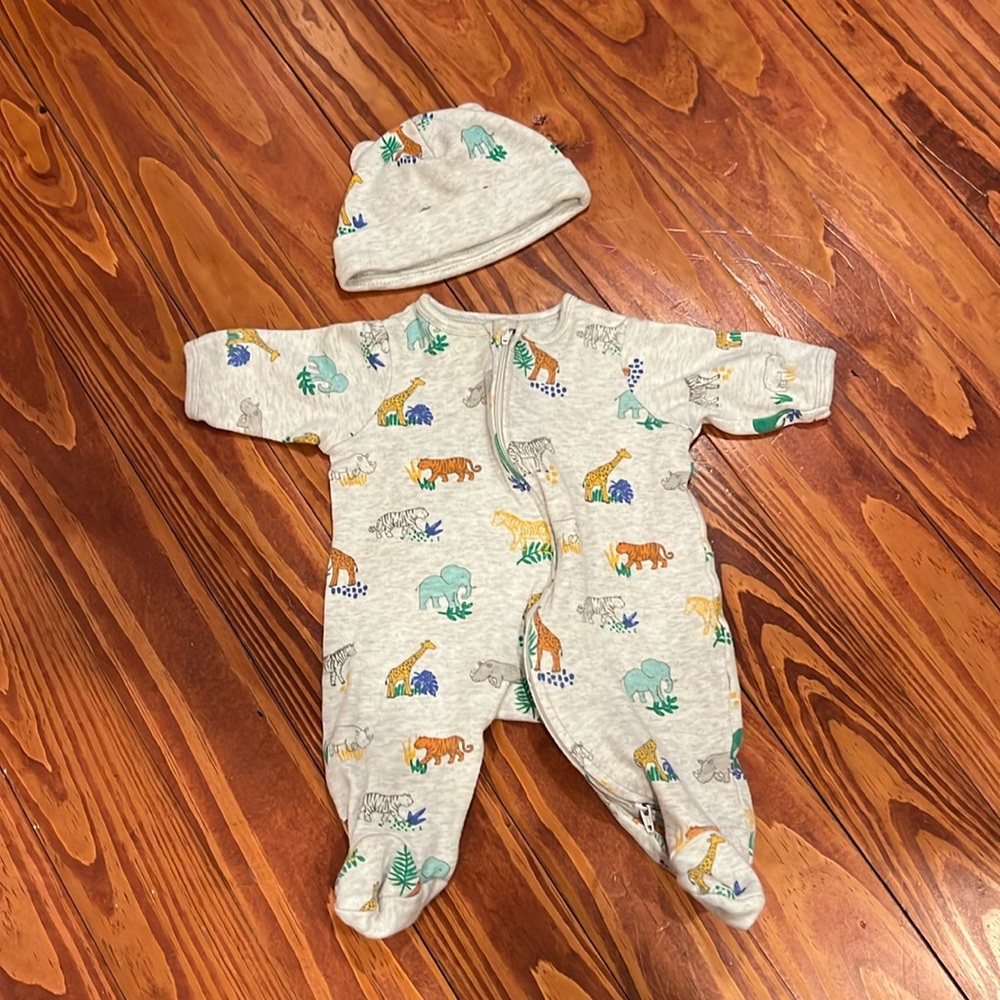 Little Me newborn sleeper and hat set